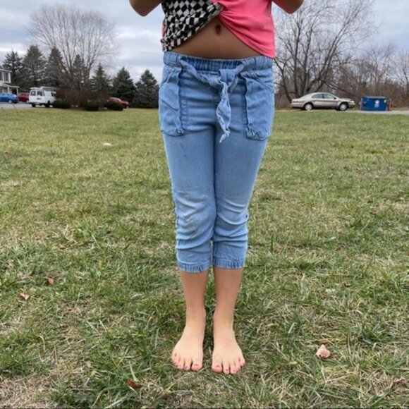 Zara Girls | Blue Paperbag Chambray Pants | Size 5 - Picture 3 of 12
